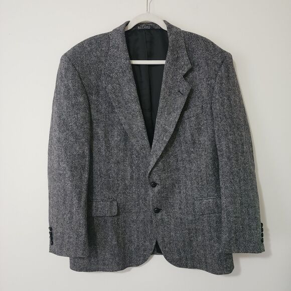 Trieste Mens Wool Herringbone Sport Coat Size 44R Gray Blazer Jacket 2-Button - Picture 1 of 8